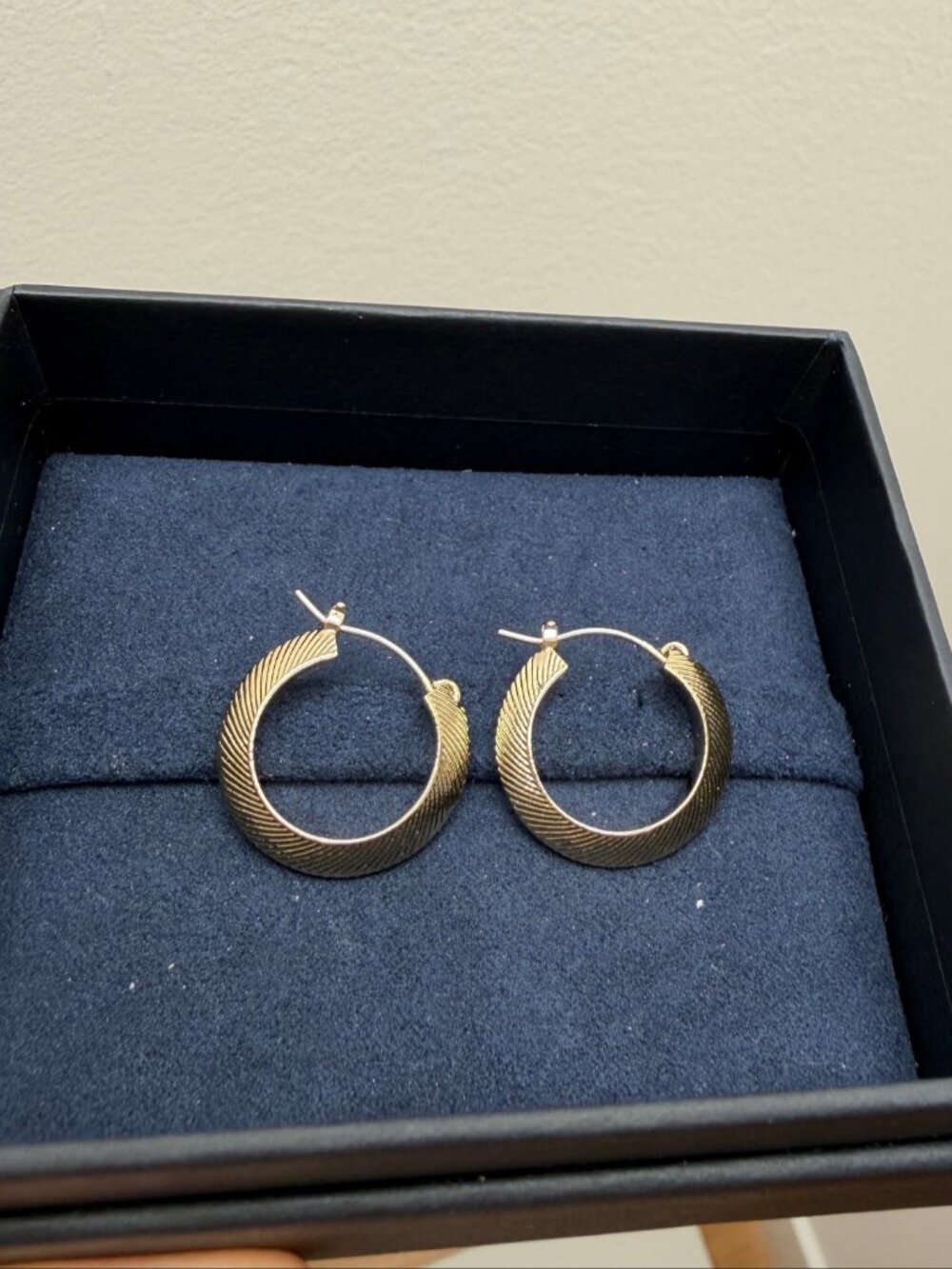 Gold Tone Textured Hoop Earrings